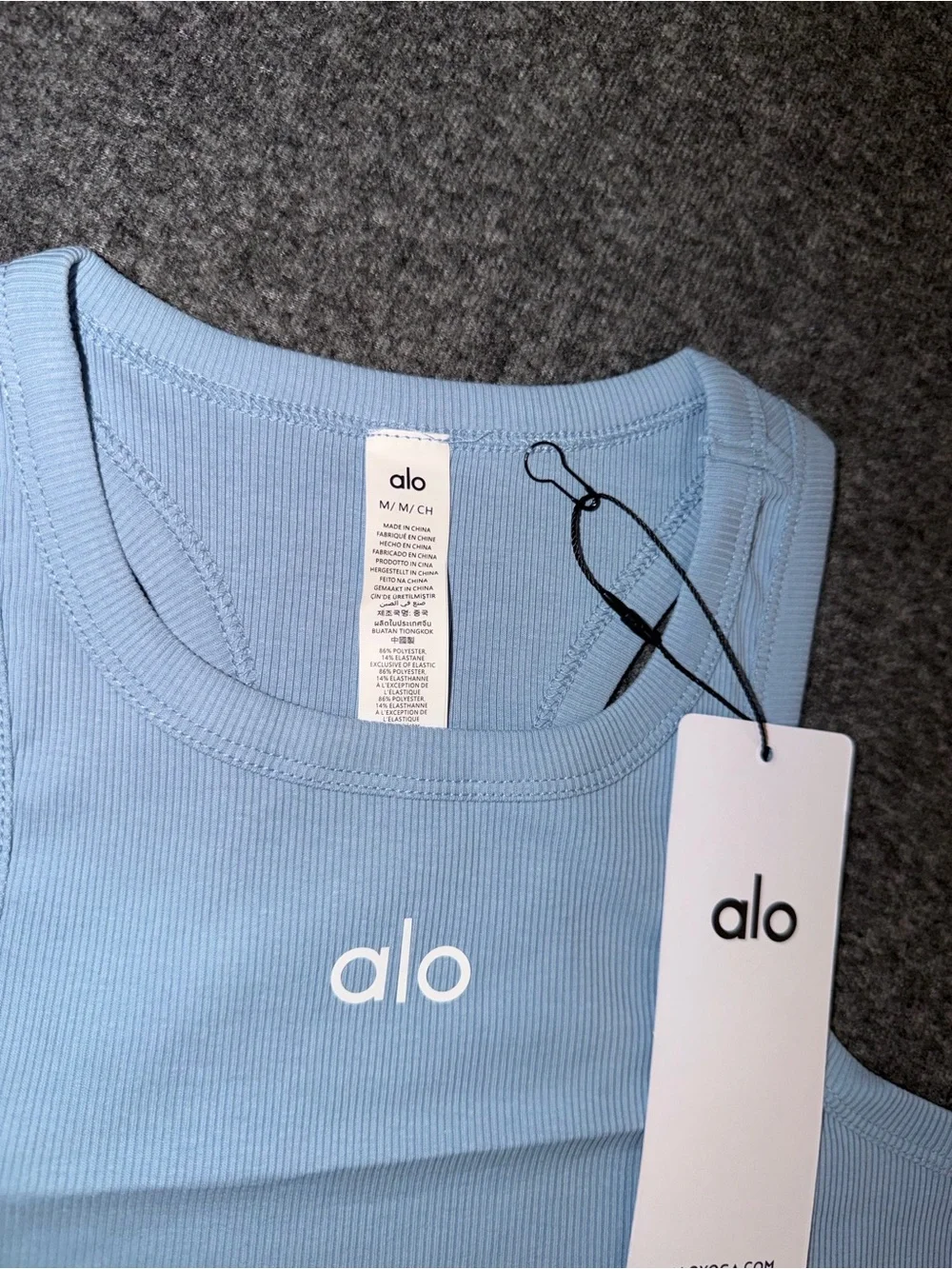 ALO Yoga Women's Sky Blue Ribbed Crop Tank Top